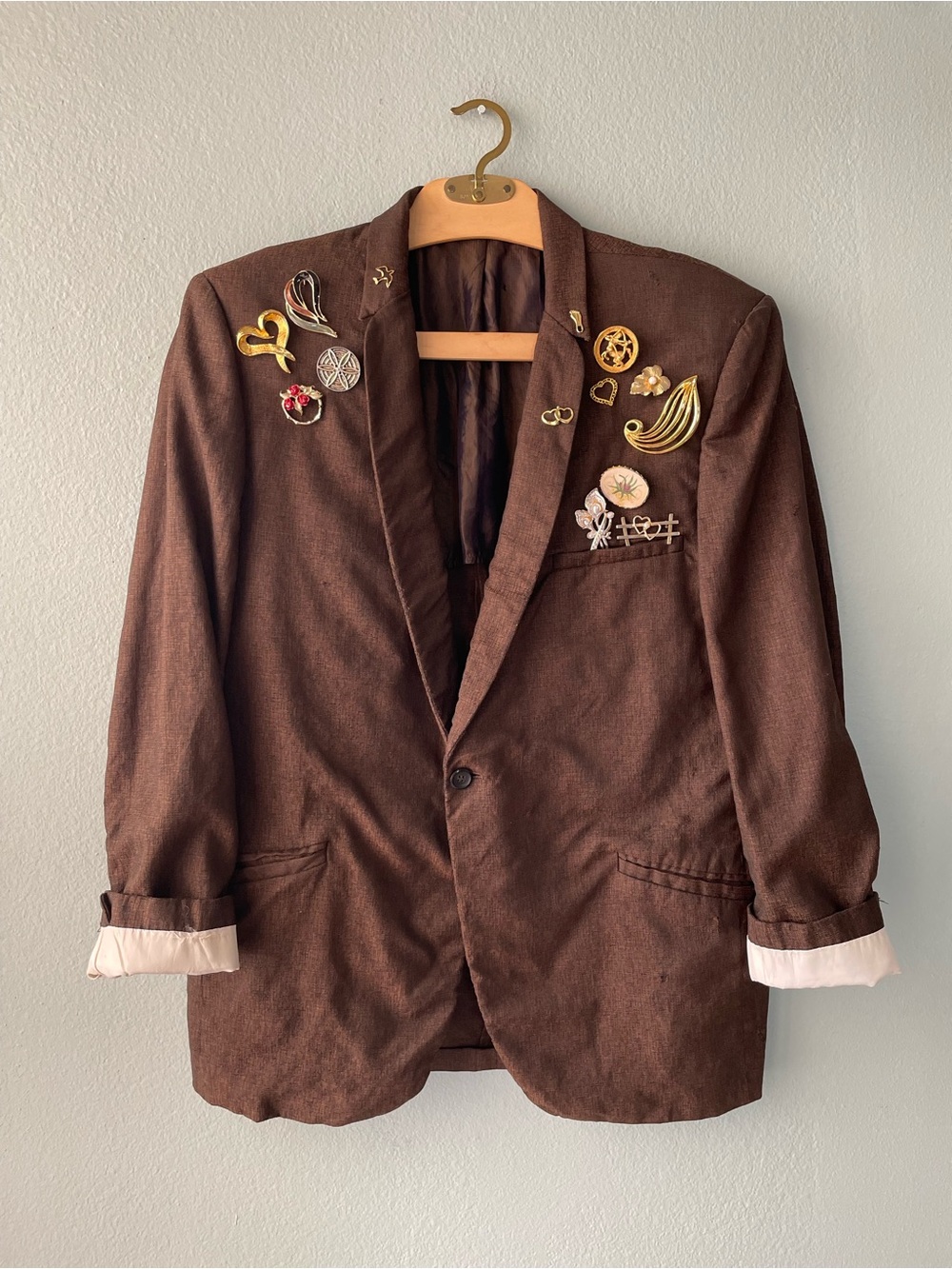 Anthony’s | Vintage 80s Brown Distressed Embellished Blazer